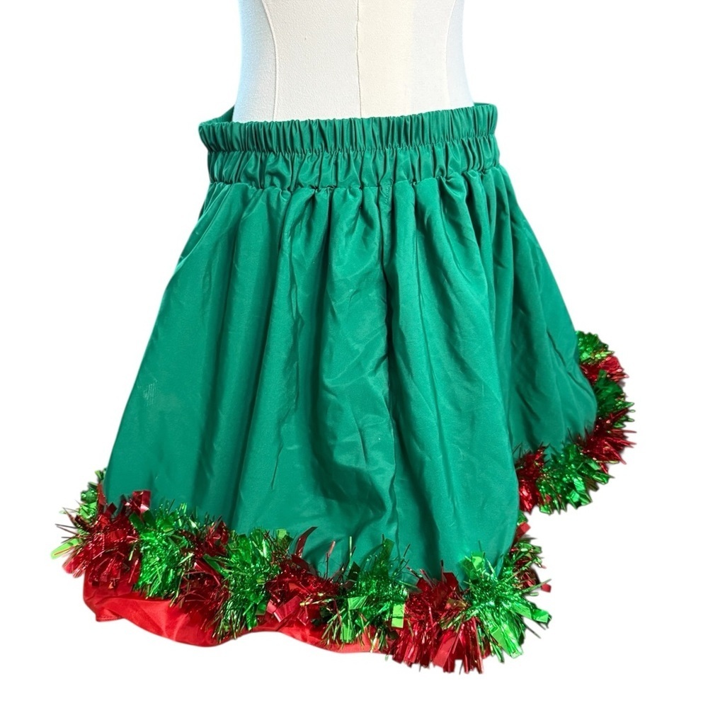 Festive Green & Red A-Line Holiday Mini Skirt - Picture 5 of 8